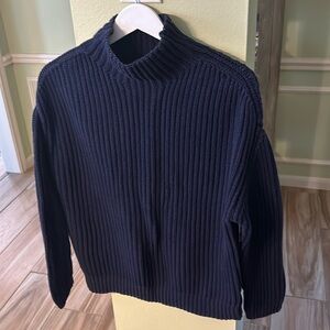 Gap all cotton mock turtleneck sweater in navy - Size L